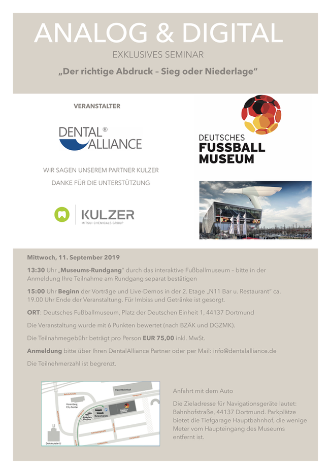 EXKLUSIVES SEMINAR „Der richtige Abdruck – Sieg oder Niederlage“